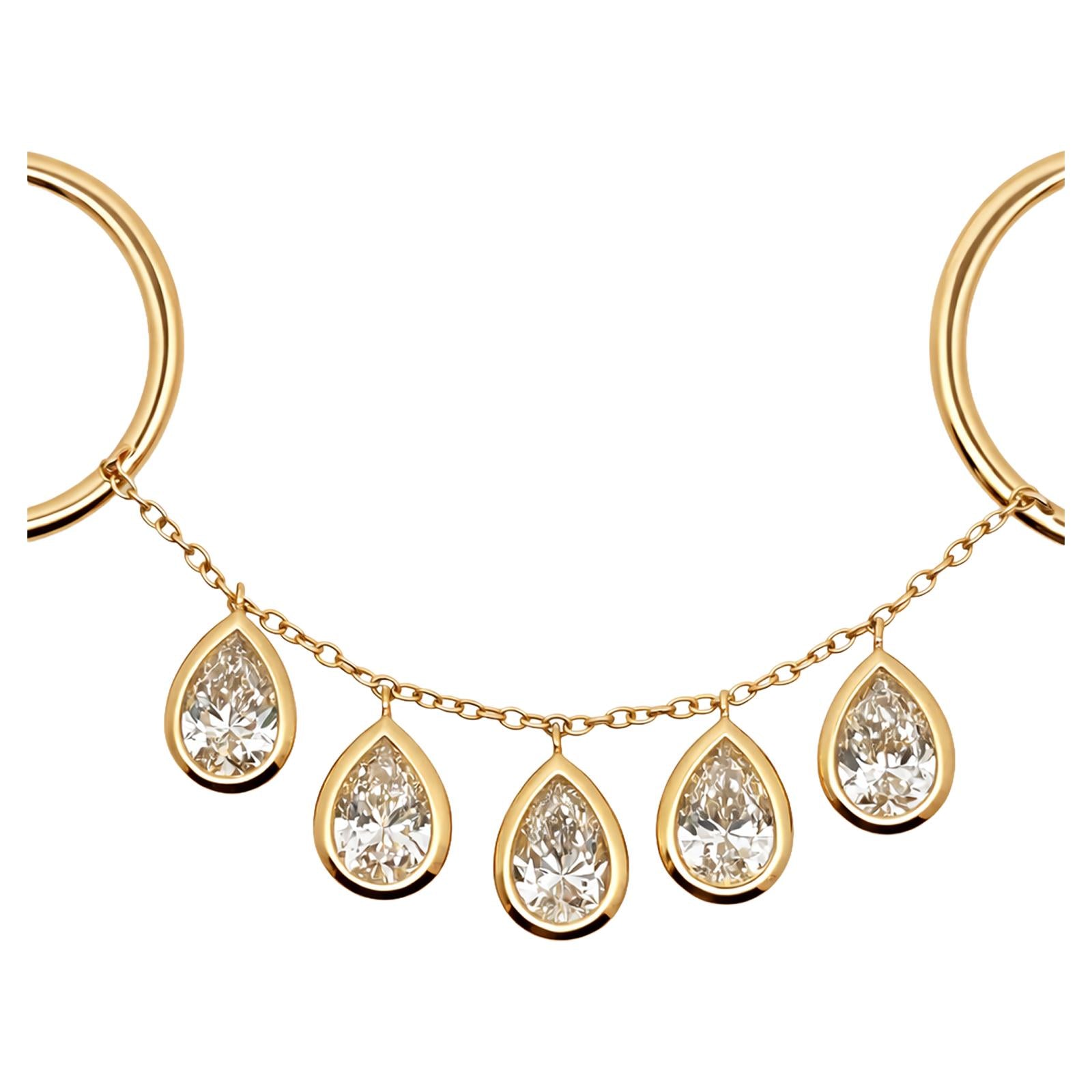 Teardrop Diamonds Chain Drop Ring