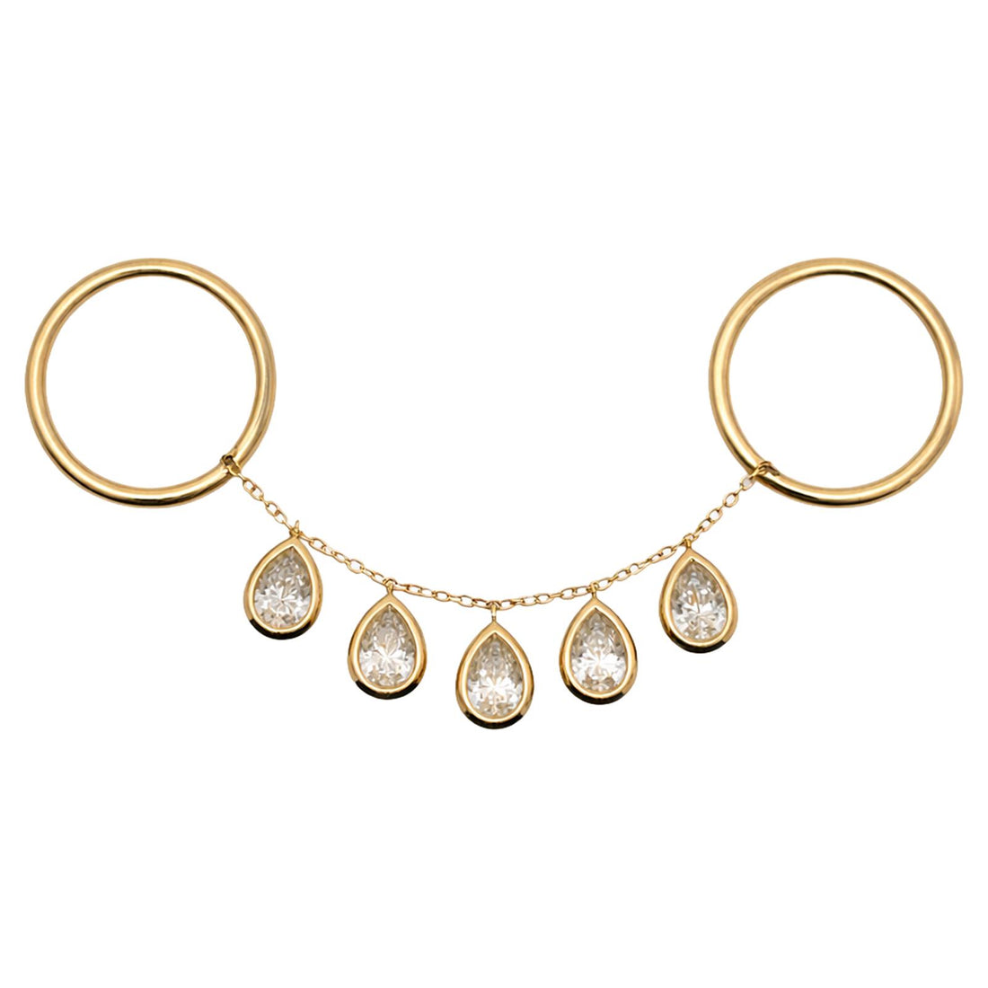 Teardrop Diamonds Chain Drop Ring