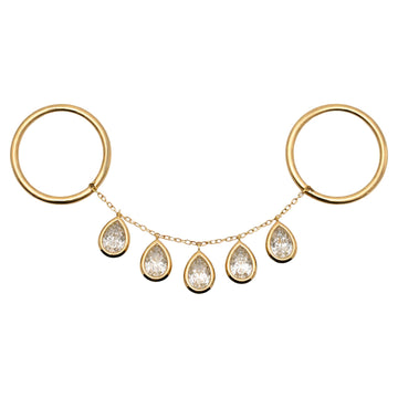 Teardrop Diamonds Chain Drop Ring