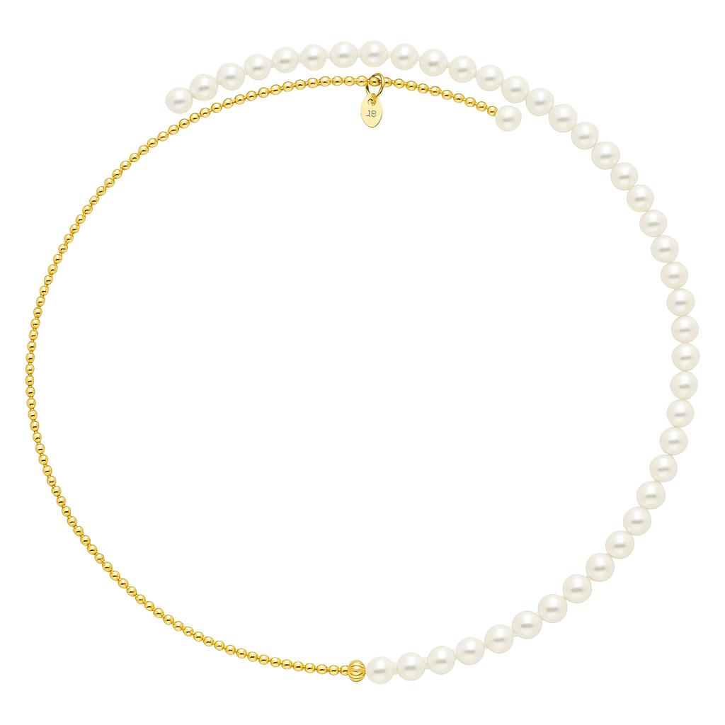 White Pearl & Gold Bead Choker Necklace