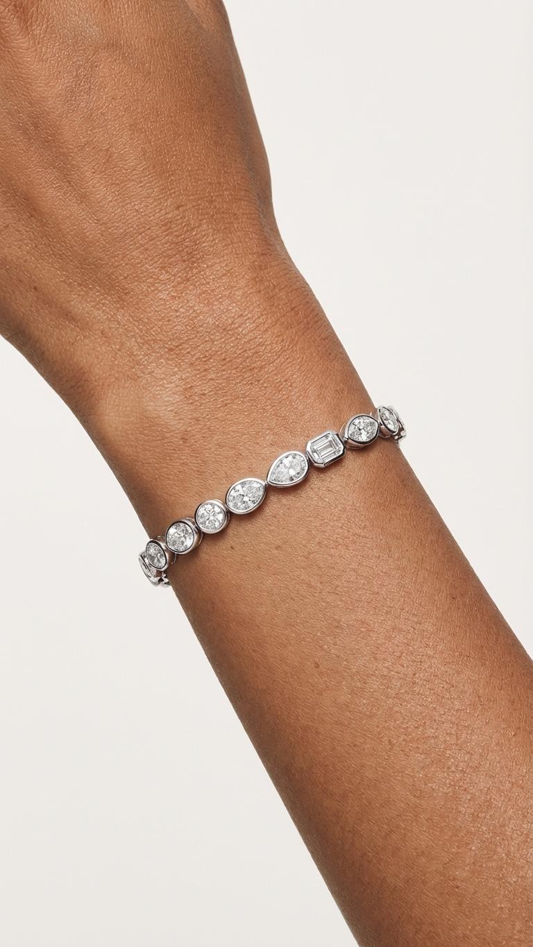 Bezel Diamond Mixed Shape Bracelet