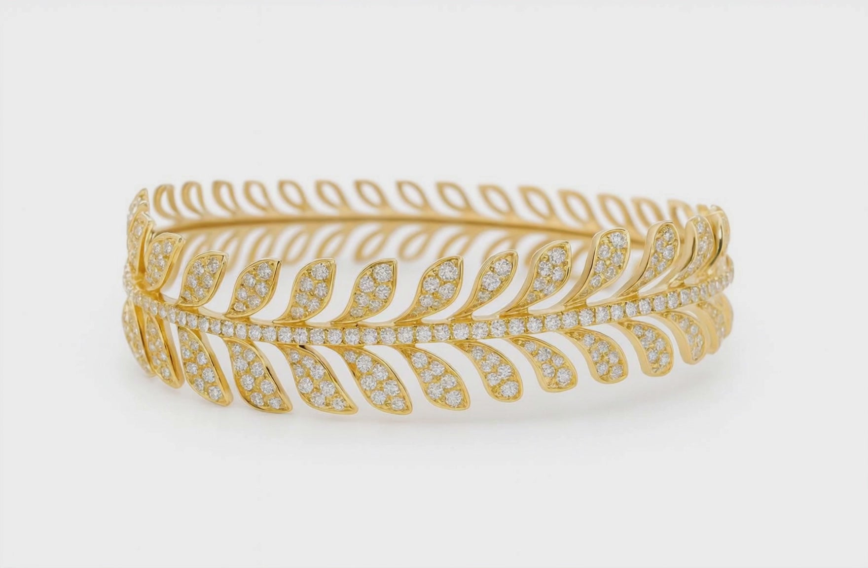 Diamond Leaf Cuff Bracelet