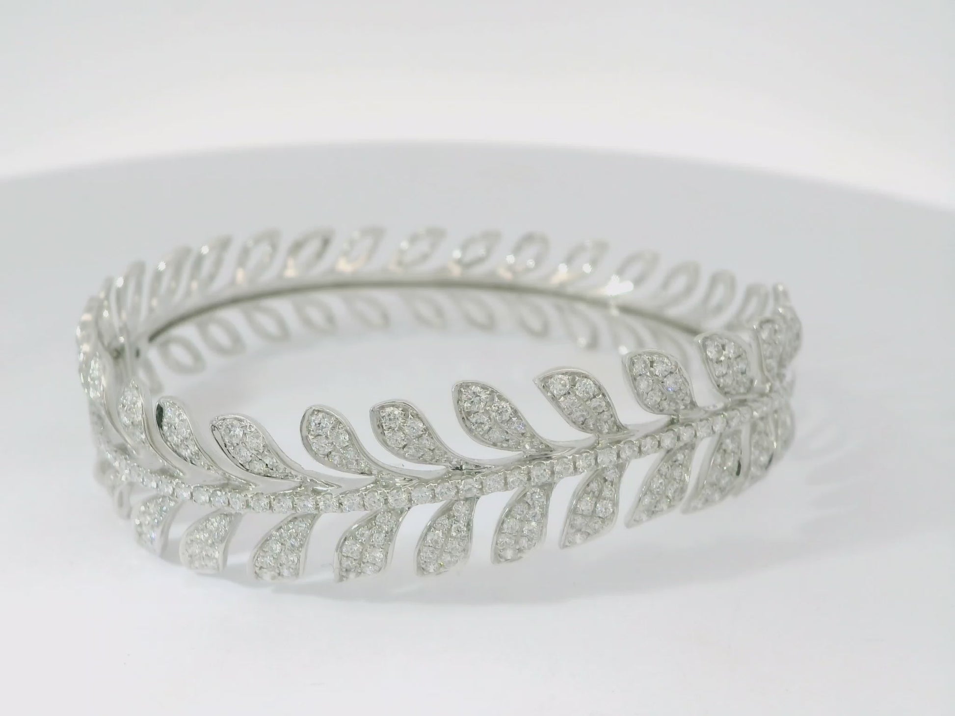 Diamond Leaf Bangle Bracelet