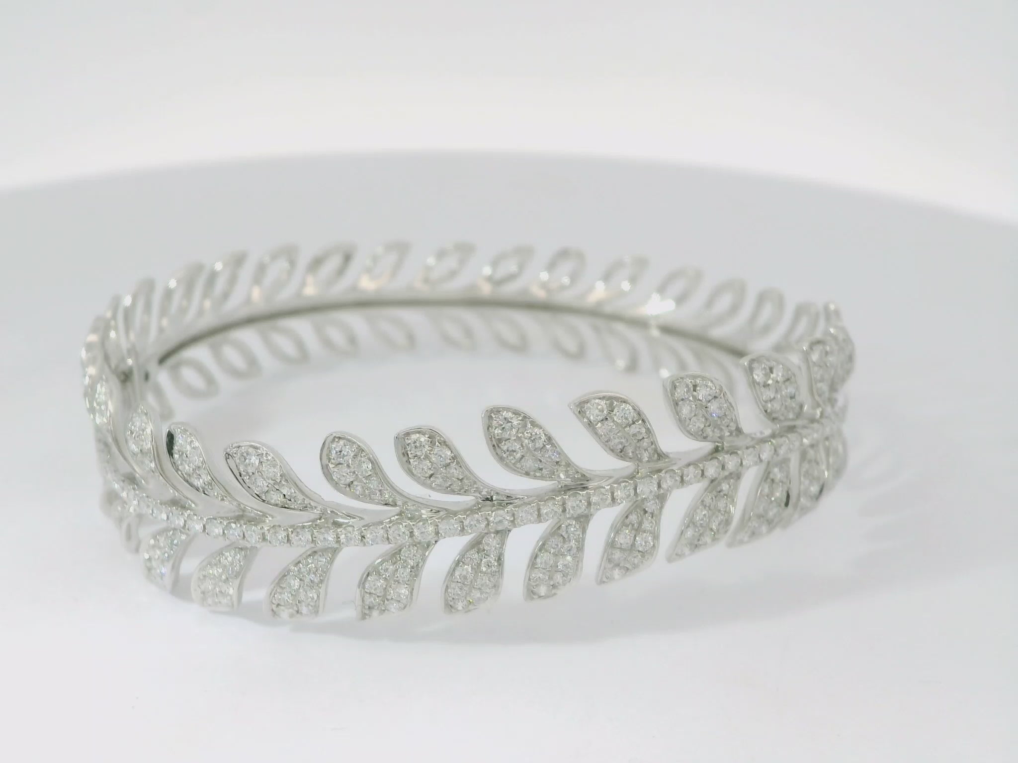 Diamond Leaf Bangle Bracelet