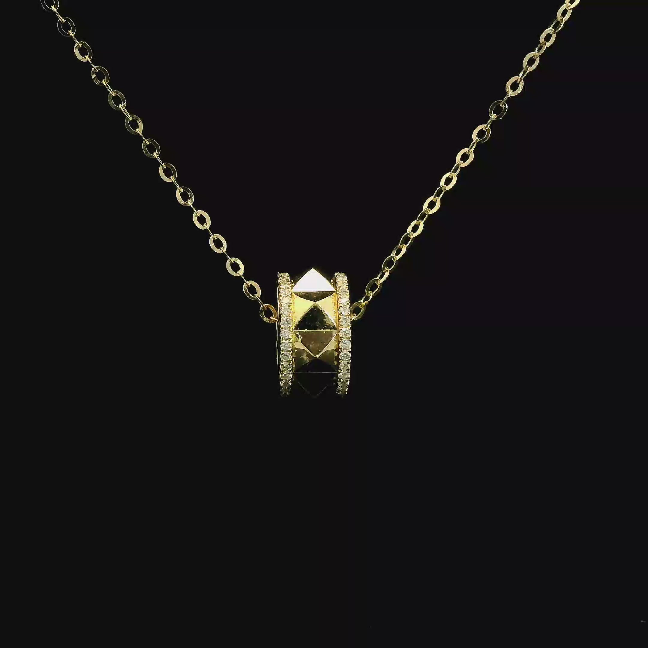 18k Yellow Gold Tufted Barrel Pendant
