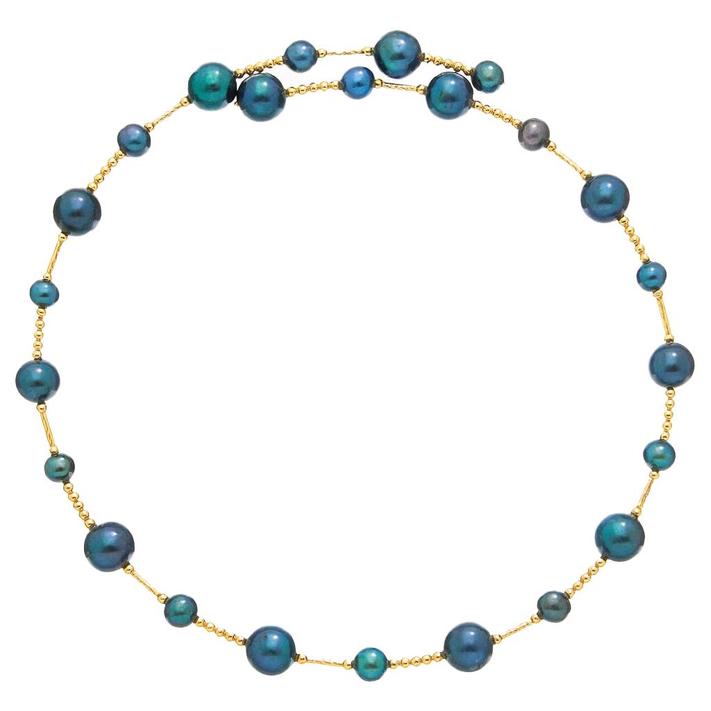 Black Staggered Pearl & Bead Choker